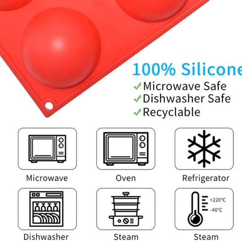 Silicone Mold for Hot Chocolate Bombs Semi Sphere Baking Mold Large 6 Holes Silicone Cocoa Bomb Mold Hand Made Bath Bomb Jelly, Cake Puding Half Round Silicone Pop Mold 3 pcs BPA Free