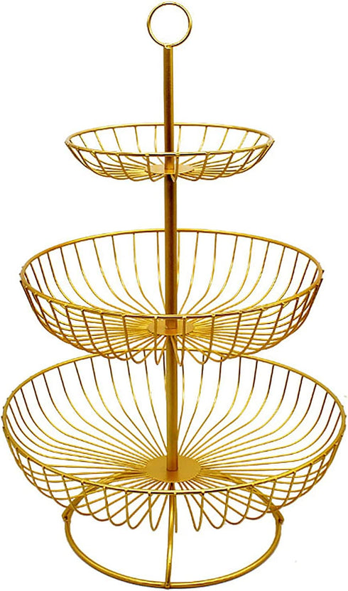 3 Tier Fruit Bowl Fruit Basket Countertop Metal Fruit Stand Holder Detachable and Hangable for Fruits Snacks Vegetables