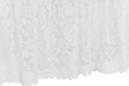 Home-X - White Lace Scalloped Elastic Bed Wrap Around, Easy Fit, Dust Ruffle Bed Skirt | Queen/King
