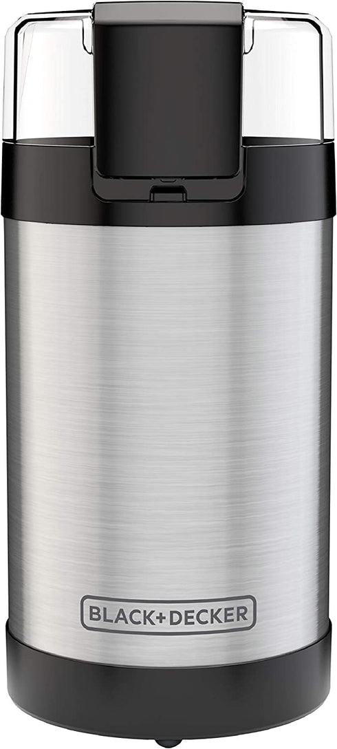 BLACK+DECKER Coffee Grinder One Touch Push-Button Control, 2/3 Cup Bean Capacity, Stainless Steel