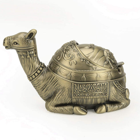 K COOL Decorative Camel Ashtray for Cigarettes with Lid for Indoor Outdoor Metal Smoking Cigarette Ash Tray Nice Gift for Women Men (Retro Bronze)