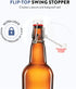 Amber Glass Swing Top Beer Bottles - 16-Ounce (6-Pack) Grolsch Bottles, with Flip-Top Airtight Lid, for Carbonated Drinks, Kombucha, 2nd Fermentation, Water Kefir, UV-Protection Brewing Bottle.