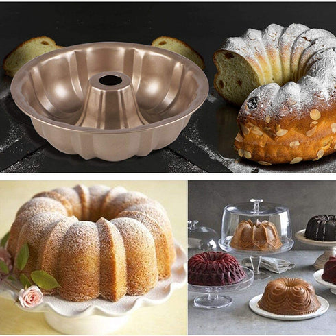 Pan Set Cake Baking Pan Non-Stick 7.5-Inch Fluted Tube Pan, Set of 2