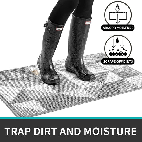 DEXI Indoor Doormat, Non Slip Absorbent Resist Dirt Entrance Rug, 20x32 Machine Washable Low-Profile Inside Floor Door Mat