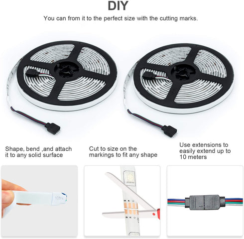 Hedynshine 33 Ft LED Strip Lights,Non-Waterproof 300pcs RGB Rope Lights, Sync to Music, 24 Key Remote Control and Compatible with Alexa/Google Home,WiFi LED Lights Strip