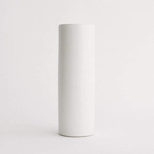 WGV Ceramic Cylinder Vase Width 5" Height 12" Elegant Unique Modern Matte Floral Container Planter Pot Centerpiece for Event Party Wedding Office Home Decor, Smooth White 1 Piece