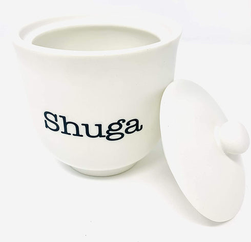 Sugar Bowl | Cute Ceramic "Shuga" Dish with Lid | Perfect Hostess Gift or Housewarming Gift