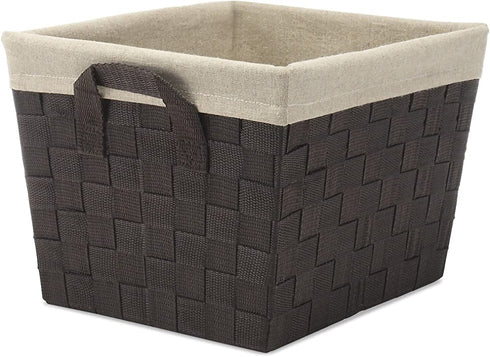 Whitmor Woven Strap Storage Tote, Liner, Espresso Shelf Basket, Small W