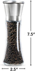 Levav Premium Salt and Pepper Grinder Set of 2- Brushed Stainless Stell Pepper Mill and Salt Mil, Glass Body, Size Grade adjustable ceramic rotor-salt and pepper shakers (tall)