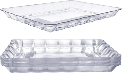 12 Plastic Serving Trays Serving Platters | 9"X13" | Rectangular Disposable Party Platters and Trays | Clear Disposable Serving Trays for Parties | Party Serving Trays and Platters