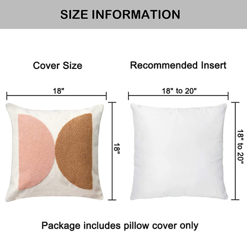 VANNCIO Modern Boho Throw Pillow Cover, Simple Textured Neutral Accent Pillowcase, Decorative Woven Cushion Sham for Bed Couch Sofa, 18x18 inches, 1 PC(Brown Pink)