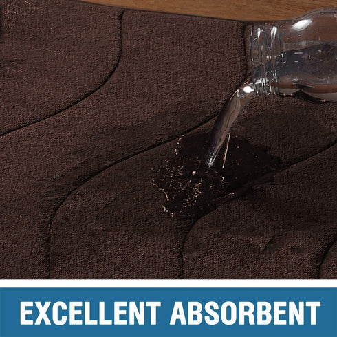 Memory Foam Bath Mat for Bathroom Non Slip Bath Rug Velvet Thick Soft and Comfortable Water Absorbent Machine Washable Easier to Dry Floor Rug Mats Waved Pattern, 20x32 Inches, Chocolate Brown