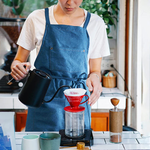 Beritle Denim Apron With Pockets, Cotton Kitchen Aprons, Cross Back Work Aprons For Shop, Hairstylist, BBQ Jean Apron