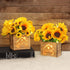 AceList 2 Pcs Decorative Fake Flowers with Led Lights in Wooden Box, Artificial Sunflowers Pot, Artificial Sunflower with Vase for Home Office Desk Kitchen Decoration, Valentine's Day/Mother's Day