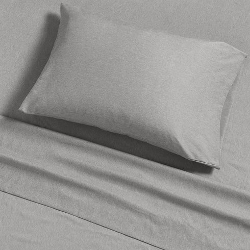 Madison Park Essentials Chambray Printed ultra soft 4 piece sheet set, Grey Stripe, Full