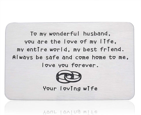 Wallet Insert Card Husband Valentines Day Christmas Gift for Men Fiancé Him from Wife Women Birthday Present for New Husband Hubby Couple Wedding Anniversary Gif Father Day New Year Thanksgiving Card