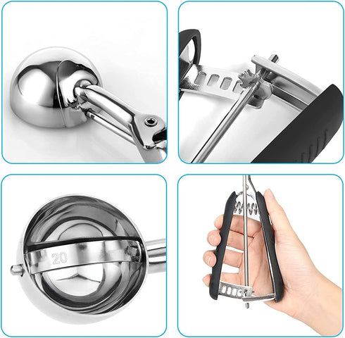 Cookie Scoop Set of 3, Stainless Steel Ice Cream Scoop Include Large-Medium-Small Size Three Color