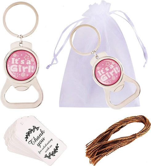 12 Pack Girl Bottle Opener Baby Shower Favors for Guests,Bottle Opener for Girl Baby Shower Decoration Supplies ,Its Girl Baby Shower Decoration/Gender Reveal Party Souvenirs Supplies (12, Pink Girl)