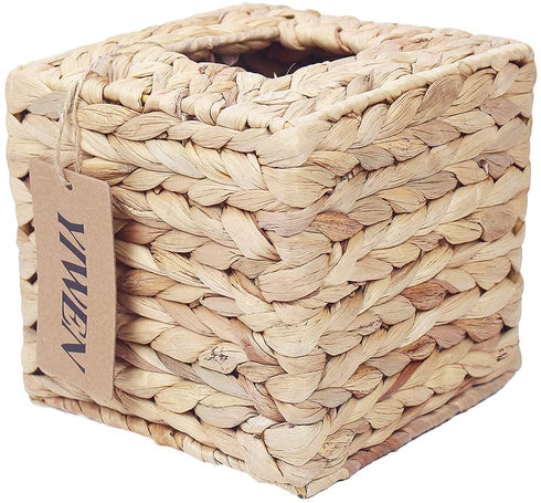 YIWEN Square Tissue Box Holder Decorative Woven Tissue Box Cover Decorative Napkin Holder Automotive Decoration Tissue Cover for Bathroom Vanity Countertops, Bedroom, Desks, Tables, Office, Kitchen
