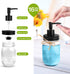4pcs Rustic Mason Jar Bathroom Accessories Set- Liquid Soap Pump Dispenser and 2 Small Apothecary Storage Glass Jars&Toothbrush Stand Holder for Bathroom, Farmhouse Home Decor, Kitchen Sink (Black)