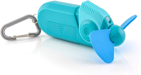 O2COOL Sport Misting Fan - Portable Pocket Size Battery Powered Cooling Fan With Carabiner Clip (Teal)