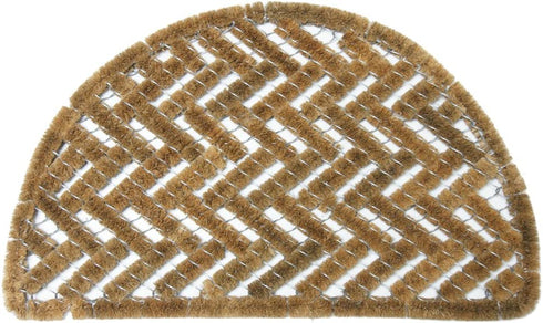 Rubber-Cal 10-100-510 Caspian Sea Outdoor Half Round Scraper Doormat, 18" x 30", Tan