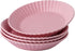 Bruntmor Set of 4 Elegant Matte 8" Round Ceramic Restaurant Serving Inner Fluted Dessert Salad Plates, Pink