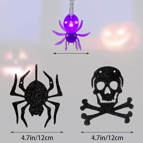 Halloween String Lights Decoration Battery Operated LED Spider String Lights with Twinkle Skeleton Banner for Halloween Garden Indoor, Porch Outdoor Decorations