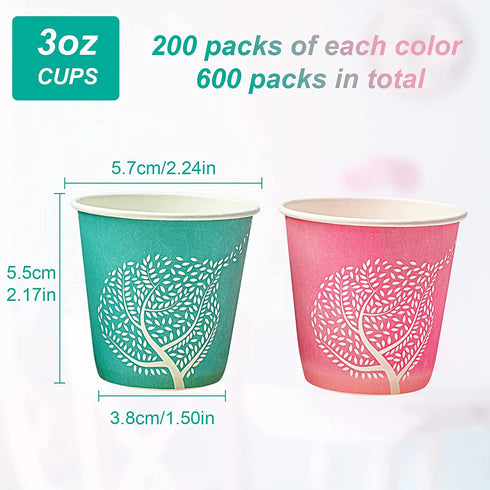 600 Pack 3oz Disposable Bathroom Cups, Colorful Disposable Mouthwash Cups, Small Disposable Cups, Mini Paper Cups for Parties, Picnics, Barbecues, Travel and Events.