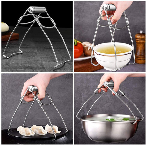 BESTONZON Kitchen Folding Hot Dish Plate Clip Plate Tongs Bowl Clips Pan Dish Gripper Clips Hot Plate or Bowls Clamp Holder Tong
