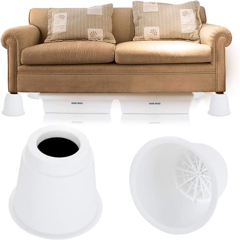 OwnMy 5 Inch Round Circular Bed Risers Bed Lifters Heavy Duty Furniture Risers Lifter for Bed Table Chair Desk Sofa Couch Risers, A Set of 4 (White)