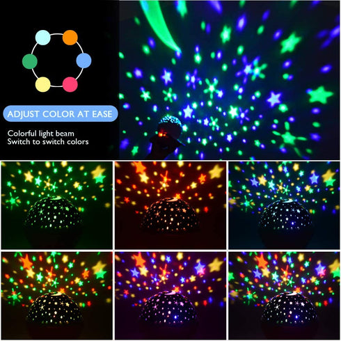 Elecstars Night Lights, Rechargeable Star Projector with Remote Control and Timer Auto Off Design, Rotating Projection Lighting Lamp, Room Decor. (White)€¦