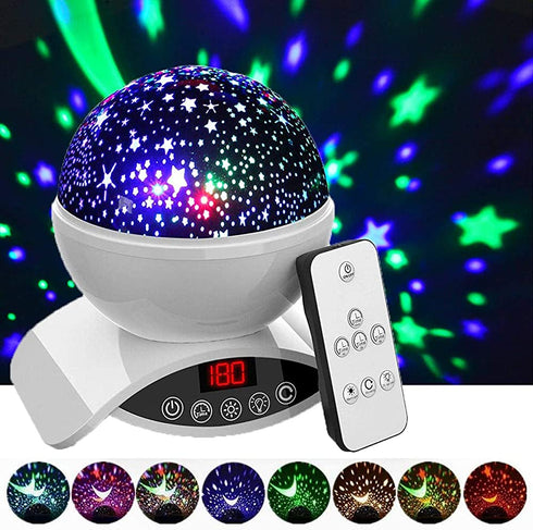 Elecstars Night Lights, Rechargeable Star Projector with Remote Control and Timer Auto Off Design, Rotating Projection Lighting Lamp, Room Decor. (White)€¦