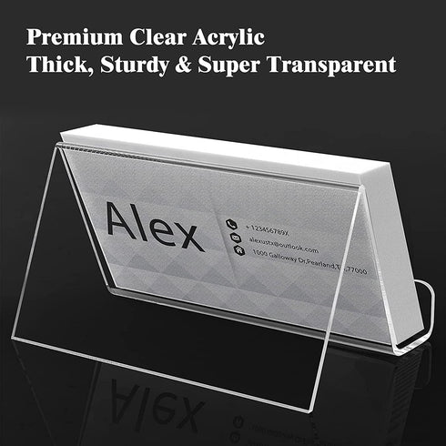 MaxGear Business Card Holder for Desk Acrylic Business Card Display Holders Clear Business Cards Holder Stand 6 Pack Desktop Plastic Name Card Organizer, Capacity: 50 Cards
