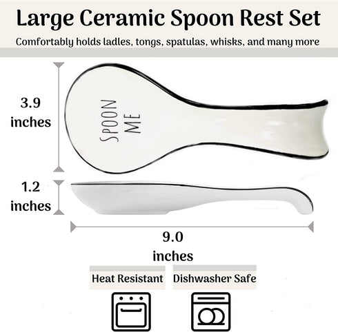 OAKOA 2 Pack Ceramic Spoon Rest for Stove Top - Cute Spoon Rests for Kitchen Counter - Fork Me Spoon Me - Cooking Spoon Holder - Utensil Rest - Ladle Holder - Spatula Rest - Farmhouse White Funny