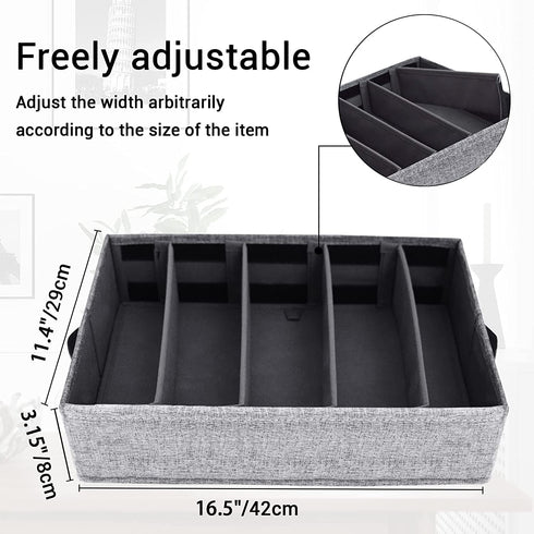 Flatware Storage Case - 5 Compartment Tableware Cutlery Container Chest with Removable PVC Lid and Easy to Carry Handles,Large Capacity Utensils,Silverware,Flatware Box(Light Grey)