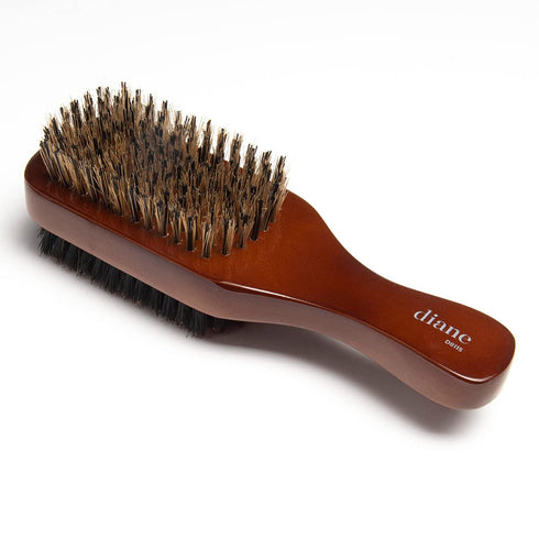 Diane Premium Boar Bristle Brush for Men – Double Sided, Medium and Firm Bristles for Thick Coarse Hair – Use for Smoothing, Wave Styles, Soft on Scalp, Club Handle, D8115