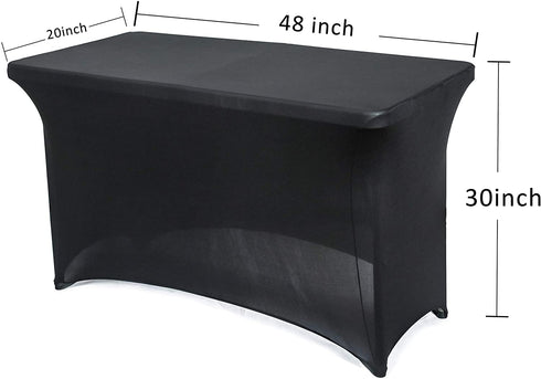Obstal 4ft Stretch Spandex Table Cover for Standard Folding Tables - Universal Rectangular Fitted Tablecloth Protector for Wedding, Banquet and Party ?Black, 48 Length x 24 Width x 30 Height Inches?