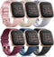 6 Pack Sport Bands Compatible with Fitbit Versa 2 / Fitbit Versa / Versa Lite / Versa SE, Classic Soft Silicone Replacement Wristbands for Fitbit Versa Smart Watch Women Men (6 Pack A, Large)