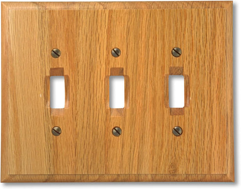 AMERELLE 4025TTT Traditional Triple Toggle Wood Wallplate in Light Oak