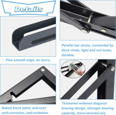 KOOTANS 16 Inch Folding Shelf Brackets, Heavy Duty Wall Mounted Metal Collapsible Shelf Bracket for Bench Table Workbench Supports Space Saving DIY Bracket, Max Load 220LB/100KG, Pack of 2 with Screws