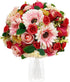 24 Heads Red Silk Flowers, Artificial Flowers Clearance, Fake Red Roses & Pink Daisies Flowers Bouquets for Indoor Home Decor, Flora Boutique by VOCOLO