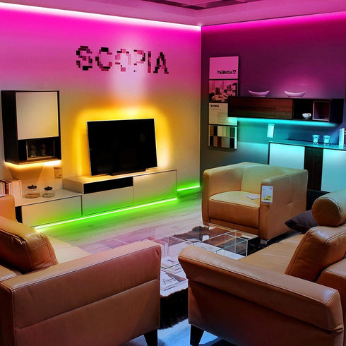 PHOPOLLO Led Lights 50ft for Bedroom Smart Work with Music sync Color Changing Led Tape 24 Key Remote Flexible 5050 Led Ribbon