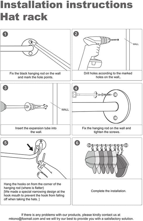 Mkono Hat Rack for Wall Baseball Cap Organizer Hanger with 20 Hooks Modern Metal Hat Holder Wall-Mounted Caps Display for Closet Door Bedroom Entryroom Laundry, Set of 2,Black