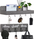 OurWarm 2 Pcs Key Holder for Wall Decorative with 10 Key Hooks, Wall Mounted Key Hangers for Wall with Mail Key Rack, Wooden Mail Organizer with Shelf, Rustic Home Decor for Entryway Hallway (Grey)