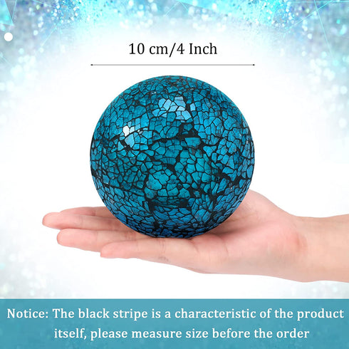 6 Pieces 4 Inch Mosaic Sphere Balls Decorative Glass Balls Decorative Orbs Table Centerpiece Balls Round Glass Ball Bowl Filler for Bowls Vases Dining Coffee Table Decor (Blue)