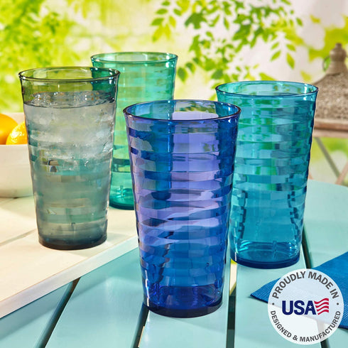 Splash 18-ounce Plastic Tumblers | Value set of 16 in 4 Coastal Colors