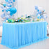 Tulle Blue Table Skirt 6FT Tulle Tablecloth Wrinkle Free Tutu Table Skirts for Birthday Party Baby Shower Wedding Bridal Shower Home Decor