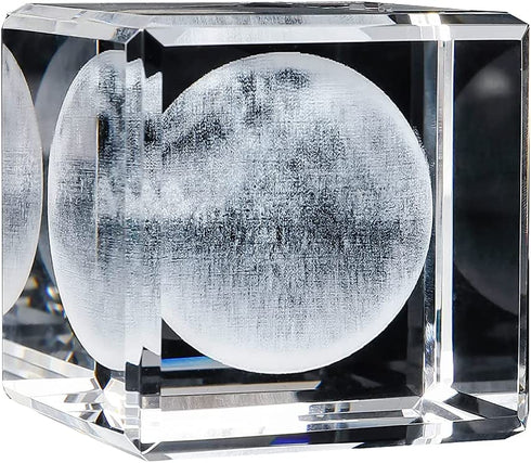 3D Dandelion Paperweight(Laser Etched) in Crystal Glass Cube Birthday (2.4x2.4x2.4) (Moon)