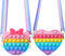 OUMEE 2 Pack Pop Purse Bag Fidget Toys for Girls, Easter Gift Rainbow Pop Fidgets Shoulder Bag Crossbody, Silicone Push Bubble Popper Backpack Easter Decoration Pop Toy for Stress Relief (Cat&Heart)